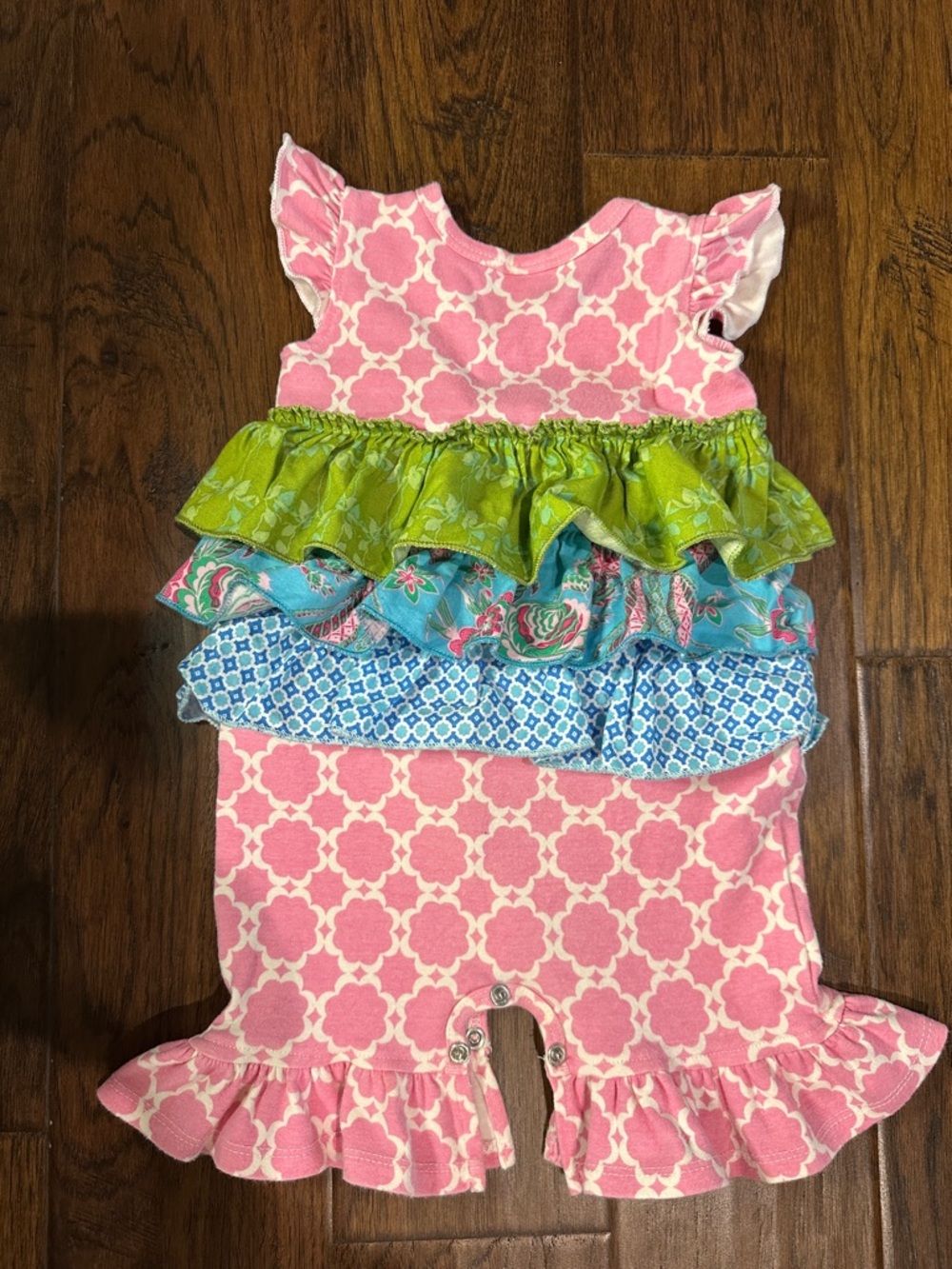 Giggle Moon Pink Ruffled Romper withTiered Ruffles - Picture 5 of 5